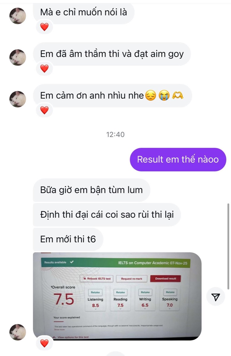 Kết quả thi của học viên