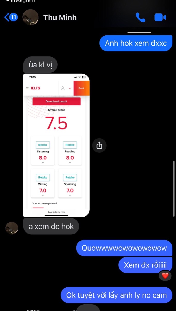 Kết quả thi của học viên
