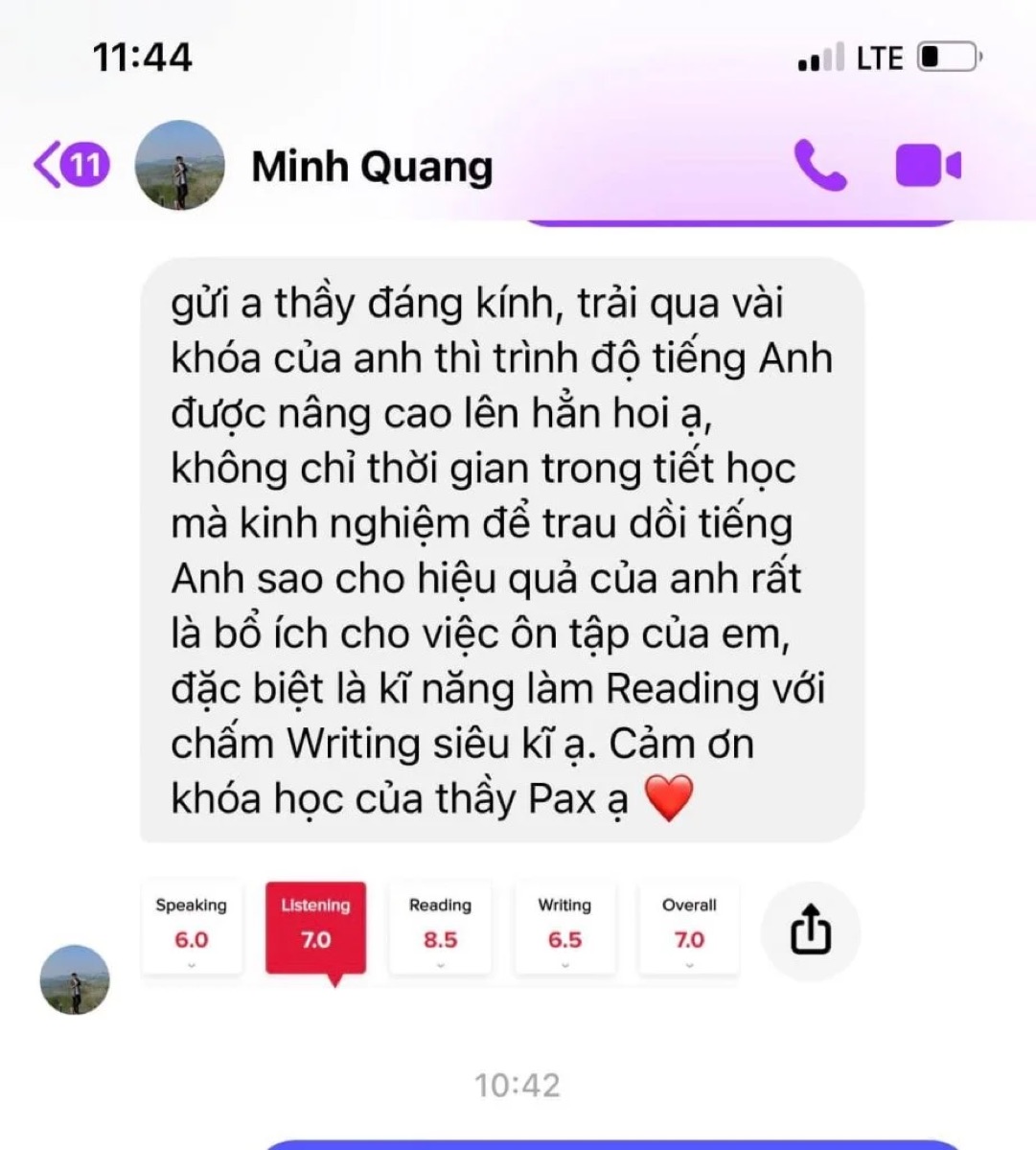 Kết quả thi của học viên