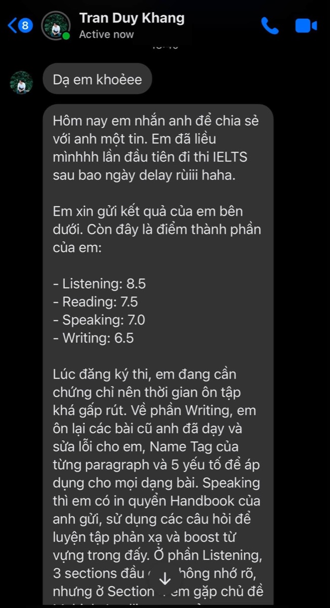 Kết quả thi của học viên